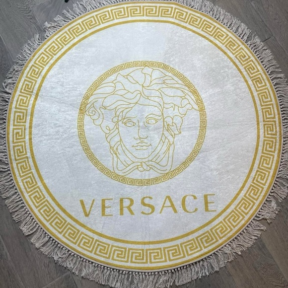 Versace | Other | Versace Circular Medusa Rug In Gold And Cream | Poshmark